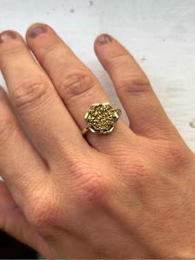 Kendra Scott Gold Druzy Hexagon Ring - Women's Fashion Ring Size 6